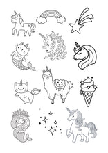 Lade das Bild in den Galerie-Viewer, Stick and Stitch Aufkleber Einhorn (Lama, Soft-Eis, Katze, Meerjungfrau, Sterne, Regenbogen, Sternschnuppe)